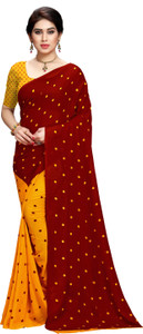 ANAND Polka Print Daily Wear Georgette Saree
