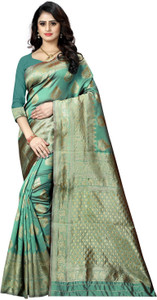 Shoppershopee Woven Kanjivaram Silk Blend Saree