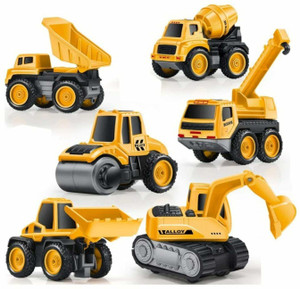 Galactic Engineering Metal Team Car Unbreakable Engineering Automobile Construction Car Machine Toys Set for Children Kids Tractor Trolly, Trucks and JCB Machine (Set of 6), (Multicolor, Pack of: 1)