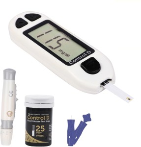 Control D 25 Strips & Automatic Glucose Blood Sugar Testing Machine Digital Glucometer