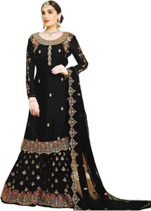 THE 9192 Georgette Embroidered Kurta & Sharara Fabric