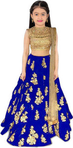 Femisha Creation Girls Lehenga Choli Ethnic Wear Embroidered Lehenga, Choli and Dupatta Set