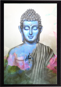 एक्राफ्टिंडिया Meditating Lord Buddha Satin Matt Texture UV Art स्याही 14 inch x 10 inch पेंटिंग