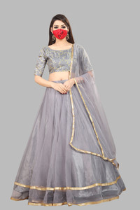 PMD Fashion Solid, Embellished, Self Design, Paisley Semi Stitched Lehenga Choli
