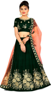 LOBACOVA Girls Lehenga Choli Ethnic Wear Self Design Lehenga, Choli and Dupatta Set