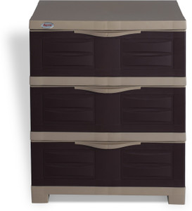 Supreme Furniture Fusion DR 3 Plastic Cupboard for Home/Office/(G.Brown-D.Beige, Half Size) Plastic Cupboard
