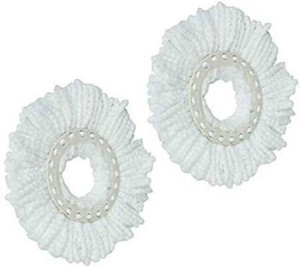 टंकित 360 Rotating Magic Spin Microfiber Mop Head Refill Pack OF 2 Super Absorbent Refills for All Home & Office Floor Cleaning only Refill (White) रिफिल