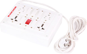 अंचोर BAHUL ASSEMBLED BOARD CONTAINS 2 Anchor Sockets(5 Amp), 2 Anchor Sockets(13 Amp), 2 Anchor Switch(5 Amp) with 4 Metre Chord Surge Protector (white) 4 सॉकेट सर्ज रक्षक