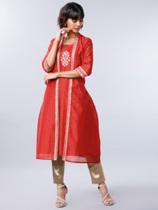 Vishudh Women Embroidered Straight Kurta
