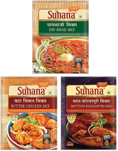 SUHANA Non Veg Combo - Butter Chicken 50g x 1, Pav Bhaji Mix 60g x 1, Mutton Kolhapuri Mix80g x 1