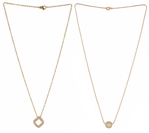 brado jewellery Gold Plated White American Diamond Pendant With Satari Chain Combo Of 2 Necklace Golden Chain Pendant for Women and Girls Gold-plated Plated Brass Chain