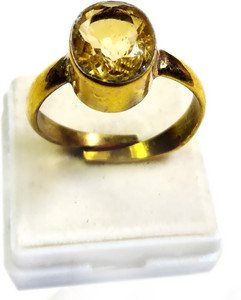 PRIYANSHU NAVRATN Certified Natural 5.25 Carat Original Citrine Sunela Ring Substitute of Pukhraj Gem Stone for Men Women Stone Citrine Gold Plated Ring