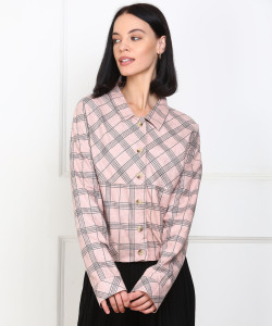 PROVOGUE Women Checkered Party Black, Pink Shirt