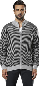 Next Look by Raymond Self Design High Neck Casual Men Black, Grey Sweater