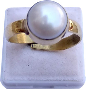 arjun navratn Acrylic Pearl Gold Plated Ring