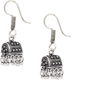 GLAMOURA Designer Oxidized German Silver Indian Traditional Rajasthan Ethnic Trendy Stylish EARRING Pair jhumki Silver beads Wedding Anniversary and Special occasion Gift for Girls and women Alloy Jhumki Earring