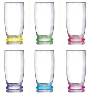 LUMINARC (Pack of 6) Cortina Rainbow Highball Tumbler Set, 330ml, Glass Set Water/Juice Glass