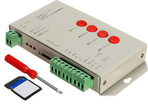 TRP Traders T1000S LED RGB Full Color Programmable Pixel Controller with SD Card DC5V / DC 7.5 â 24V for WS2811 2801 LPD8806 6803 1903 (Controller) 60 Watts Computer PSU with 3 SATA Cables