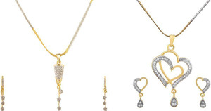 ZENEME Alloy Gold-plated Silver, Gold Jewellery Set