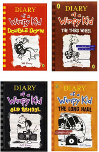 SET OF 4 DAIRY OF WIMPY KID (Double Down + The Third Wheel + The Long Haul + Old School)