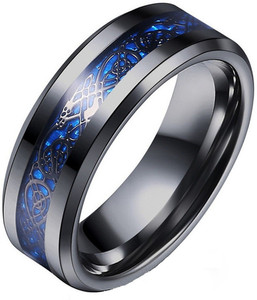 Heer Collection Dragon Black Blue Base Stainless Steel Finger Ring - Thumb Ring Valentine gift Intelligent Smart Ring Fashion Jewellery Collection propose Lovers Fancy Party wear Stylish latest design Heart king Couples Love Golden Black Blue Mens Style Thumb Smart Band Gold plated Name Letter Hand Finger Rings Combo set pack for men / Boys / boyfriend / husband /gents /girls / Ladies / women / Wife / girlfriend /Couple Latest Simple Single Daily use Gift High Trendy style , Tungsten, Metal, Brass, Enamel, Alloy Titanium, Gold, Black Silver, Rhodium Plated Ring Stainless Steel Titanium Plated Ring