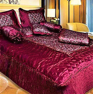 STITCHY Satin Double King Bedding Set, Red - Image 5