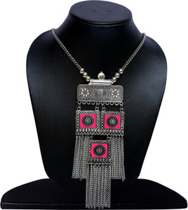 Fashion Factory Afghani Choker Long Necklace For Women And Girls Silver Plated Alloy Choker