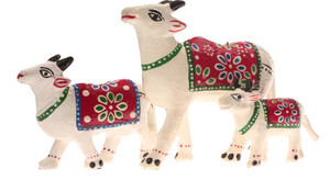 DreamKraft Set of 3 White Cow Showpiece For Home Décor And Gift Purpose डेकोरेटिव शोपीस  -  10 cm