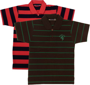 NeuVin Boys Striped Cotton Blend Regular T Shirt