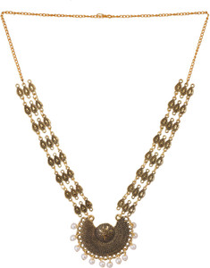 Shreyadzines Traditional Antique Oxidized Golden Faux Pearl Mala Choker Necklace Jewellery Jewelry for Girls & Women. Alloy Necklace