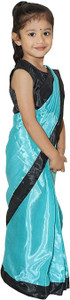 KidsSarees Solid/Plain Bollywood Satin Saree