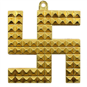 REIKI CRYSTAL PRODUCTS Vastu Feng Shui Swastik Pyramid Big Door Sign for All Vastu Problems Prosperity & Success For Vastu Dosh & Nazar Dosh Decorative Showpiece  -  8 cm