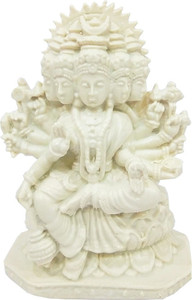 CraftEra The Panchmukhi White Laxmi Mata Marble Dust Statue Decorative Showpiece  -  16 cm