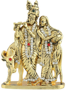 Xudo Antique Finish Lord Radha Krishna With Cow Love Couple Statue Hindu God Makhan chor/Laddu Gopal Sculputer Handicraft Idol janmashtami Decorative Spiritual Diwali Puja Vastu Showpiece Figurine - Religious Pooja Gift Item & Murti for Mandir / Temple / Home / Office Decorative Showpiece Decorative Showpiece  -  6 cm