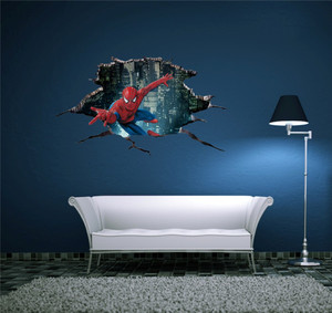 Creatick Studio 50 cm Spiderman Wall Sticker | Decorative Wall Sticker for Living Room, Bedroom, Office, Hall and Home Décor_AS666 Self Adhesive Sticker