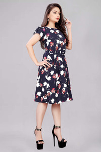 maruti fab Women Fit and Flare Blue Knee Length Dress
