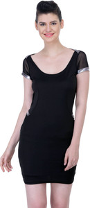 N-gal Women Fit and Flare Black Mini/Short Dress