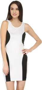 N-gal Women Fit and Flare White Mini/Short Dress