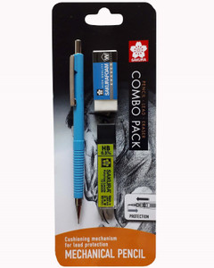 SAKURA Cushioning Point 0.3 mm Lead Box, Eraser and Blue Mechanical Pencil