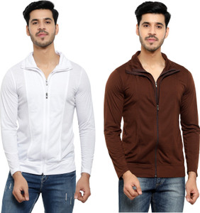 Moordale Solid Men Polo Neck White, Brown T-Shirt