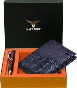 napa hide Men Blue Genuine Leather Wallet