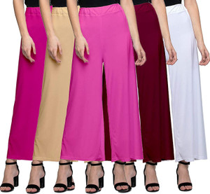 Aaru Collection Regular Fit Women Pink, Beige, Maroon, White Trousers