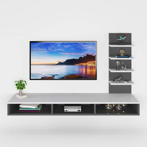 Furnifry Wooden Wall Mounted TV Stand/TV Entertainment Unit/TV Cabinet with Utility Shelves for Set-Top Box & Decorative Objects/Set-Top Box Stand/Ideal for Up to 42"- Accessories Included Engineered Wood TV Entertainment Unit