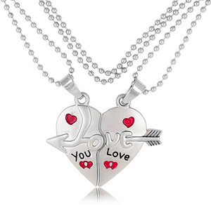 Jewelopia Heart Locket Silver Plated Love You Couple Pendant Set Silver Alloy Pendant