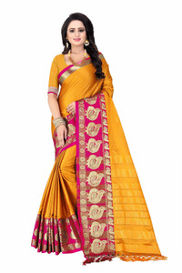 Bombey Velvat Fab Self Design, Striped Dharmavaram Jacquard, Art Silk Saree