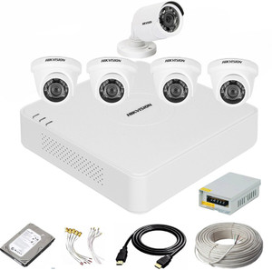HIKVISION 8 Channal HD DVR 1080p 1Pcs,Outdoor Camera 1Pcs,Indoor 4Pcs,1 TB Hard Disk, Security Camera