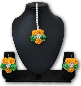 BDS CREATIONS Paper Yellow, Green Jewellery Set