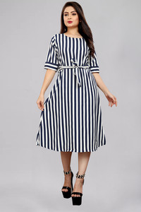 Modli 20 Fashion Women A-line Blue Knee Length Dress