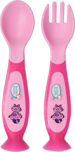 Buddsbuddy Premium BPA Free Suction Spoon and Fork (2 Pcs)  - Silicon