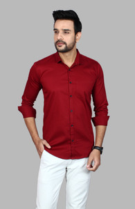 Liza Martin Men Solid Casual Red Shirt